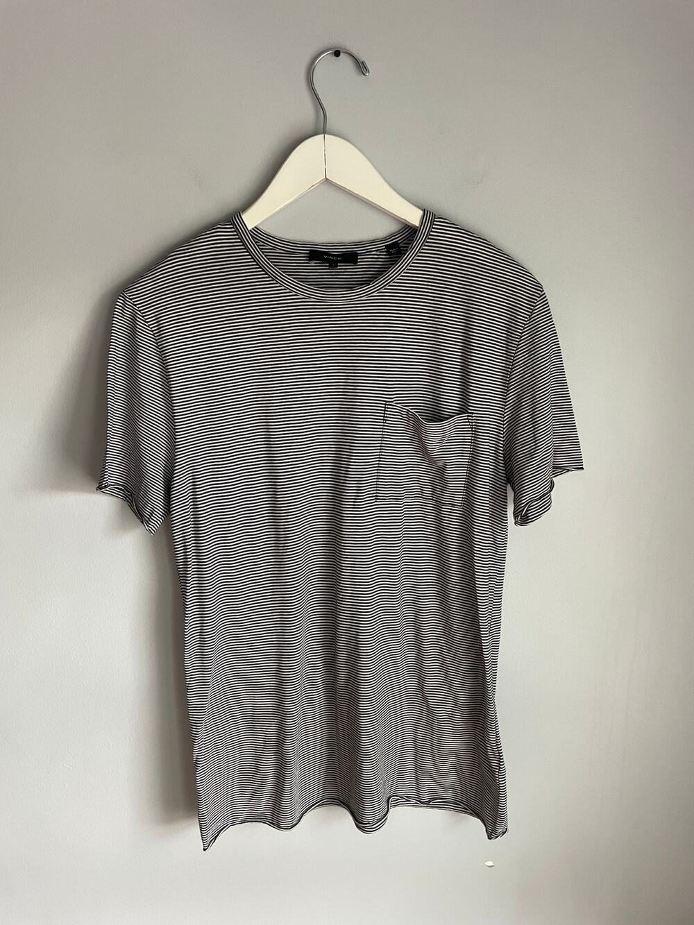 Vince Black White Striped T-Shirt Minimalist Basic Size Small Classic Preppy